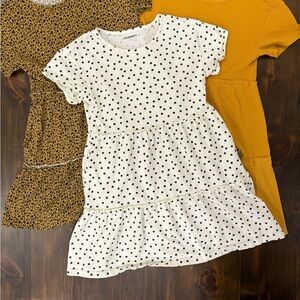 Black and White Polka dot shirt sleeve casual dress for girls